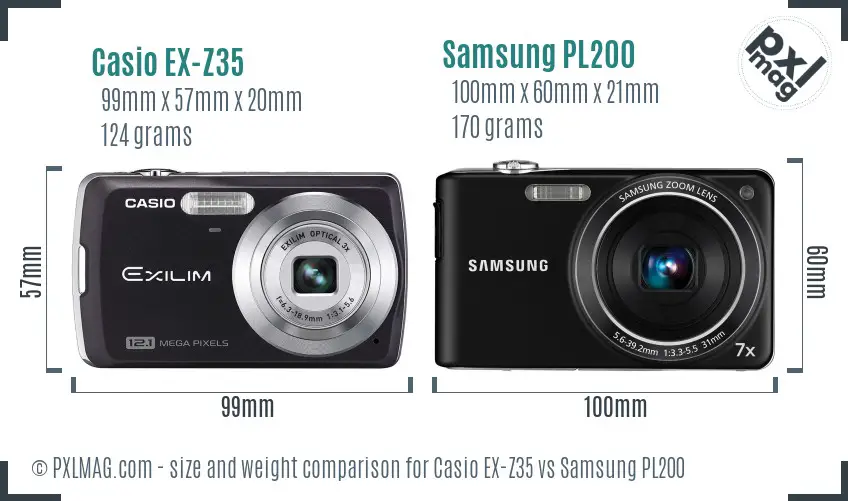 Casio EX-Z35 vs Samsung PL200 size comparison