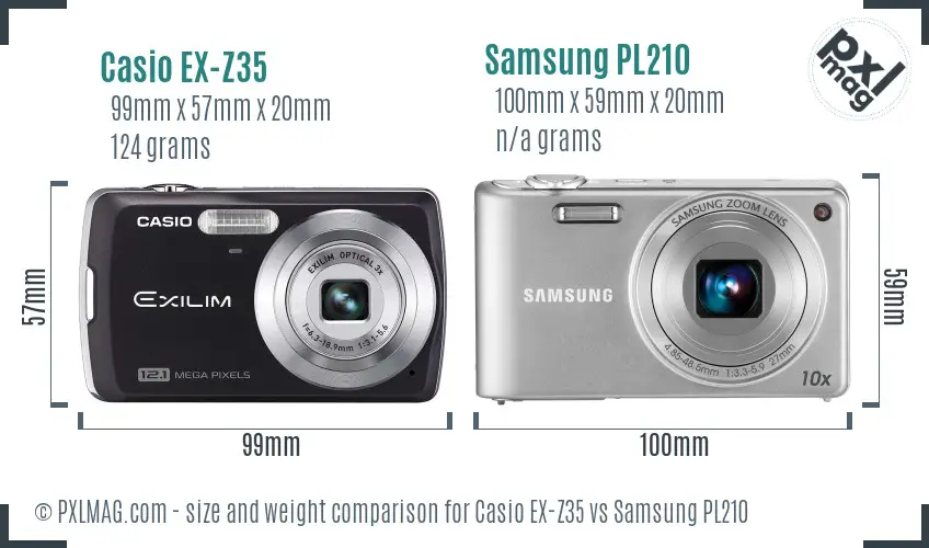 Casio EX-Z35 vs Samsung PL210 size comparison