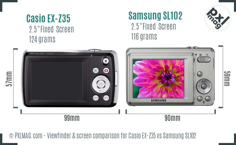 Casio EX-Z35 vs Samsung SL102 Screen and Viewfinder comparison