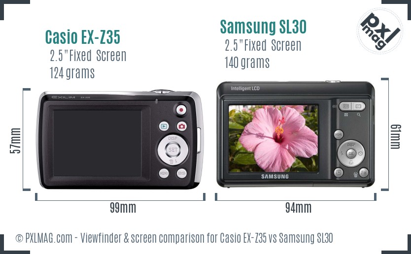 Casio EX-Z35 vs Samsung SL30 Screen and Viewfinder comparison