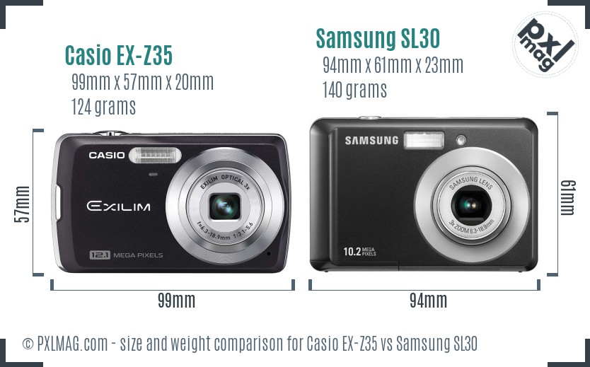 Casio EX-Z35 vs Samsung SL30 size comparison