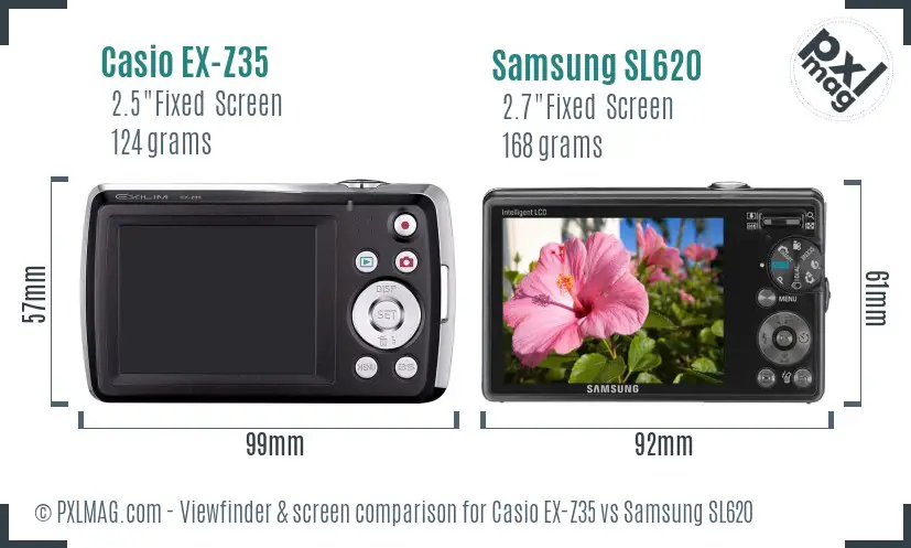Casio EX-Z35 vs Samsung SL620 Screen and Viewfinder comparison