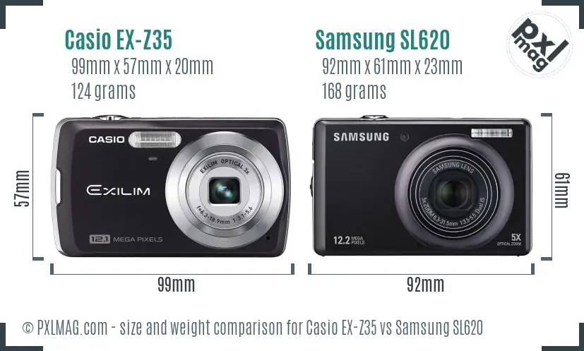 Casio EX-Z35 vs Samsung SL620 size comparison