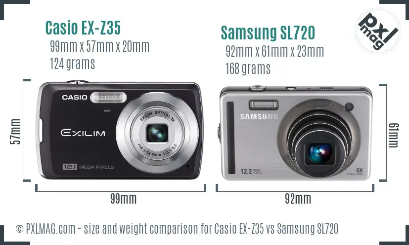 Casio EX-Z35 vs Samsung SL720 size comparison