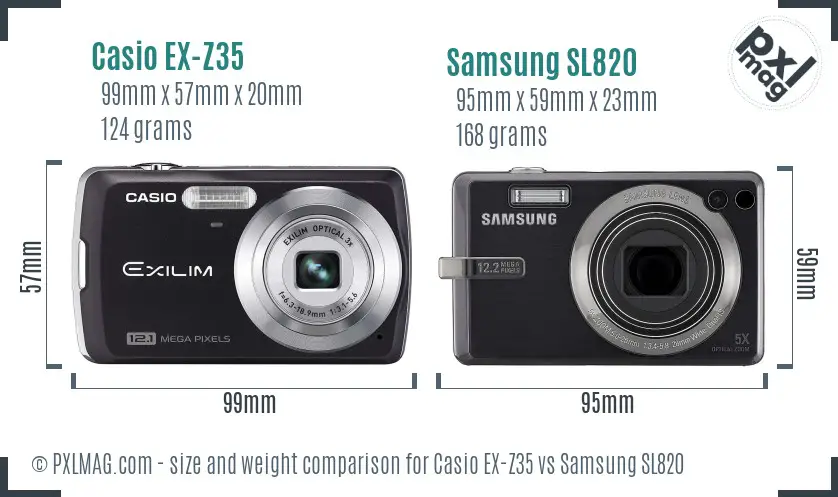 Casio EX-Z35 vs Samsung SL820 size comparison