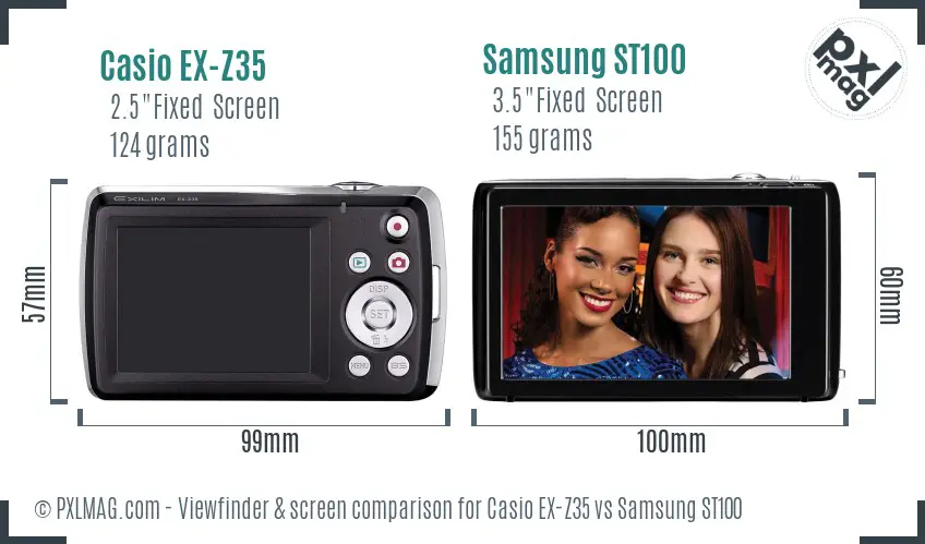 Casio EX-Z35 vs Samsung ST100 Screen and Viewfinder comparison