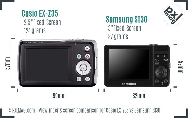 Casio EX-Z35 vs Samsung ST30 Screen and Viewfinder comparison