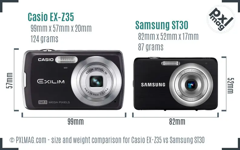 Casio EX-Z35 vs Samsung ST30 size comparison
