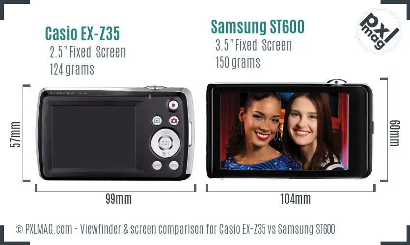 Casio EX-Z35 vs Samsung ST600 Screen and Viewfinder comparison