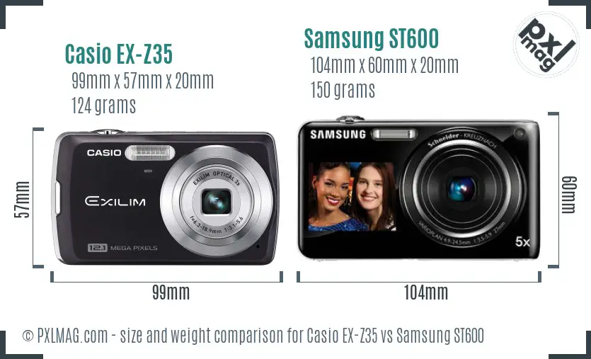 Casio EX-Z35 vs Samsung ST600 size comparison