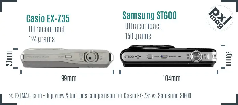 Casio EX-Z35 vs Samsung ST600 top view buttons comparison