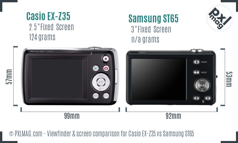 Casio EX-Z35 vs Samsung ST65 Screen and Viewfinder comparison