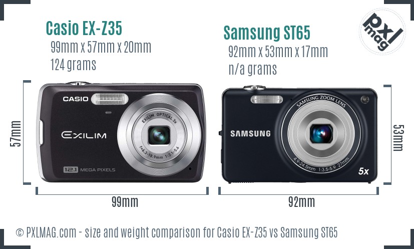 Casio EX-Z35 vs Samsung ST65 size comparison