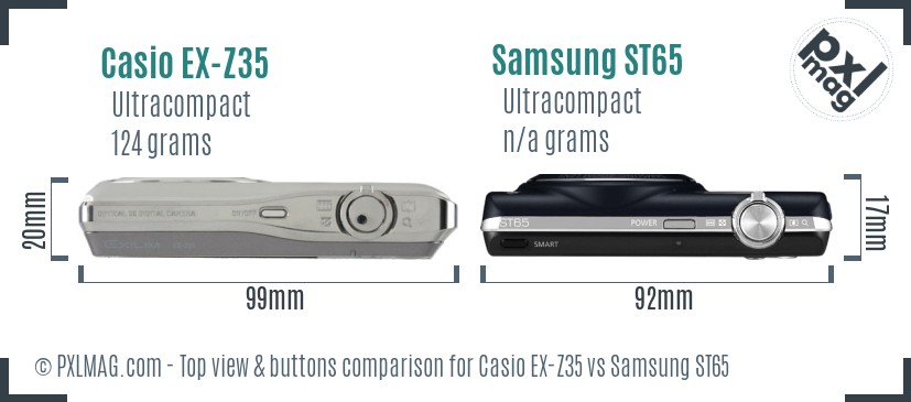 Casio EX-Z35 vs Samsung ST65 top view buttons comparison