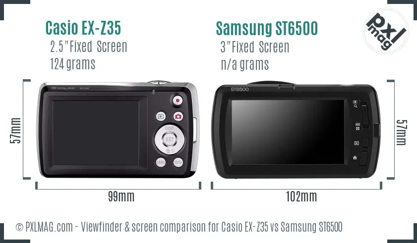 Casio EX-Z35 vs Samsung ST6500 Screen and Viewfinder comparison