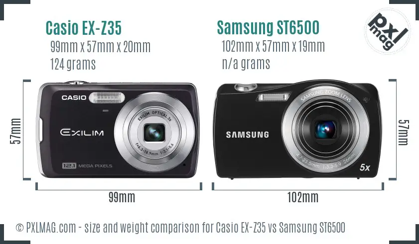 Casio EX-Z35 vs Samsung ST6500 size comparison