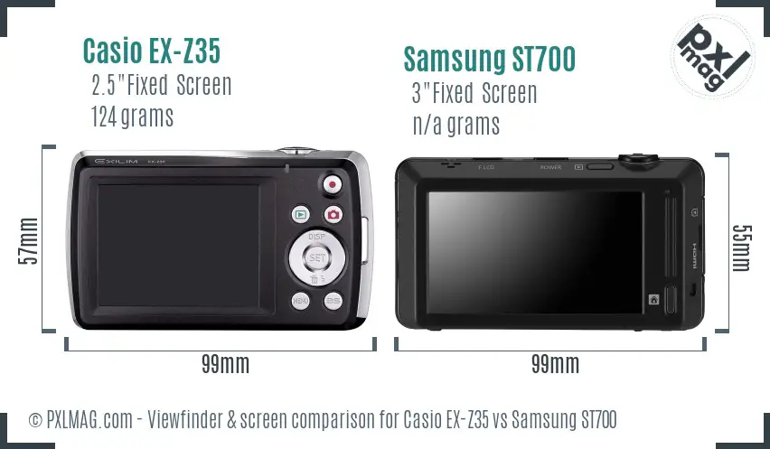 Casio EX-Z35 vs Samsung ST700 Screen and Viewfinder comparison