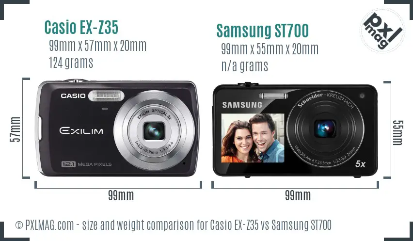Casio EX-Z35 vs Samsung ST700 size comparison