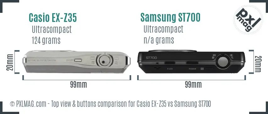 Casio EX-Z35 vs Samsung ST700 top view buttons comparison