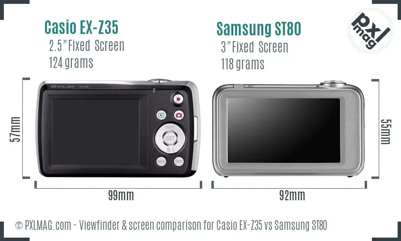Casio EX-Z35 vs Samsung ST80 Screen and Viewfinder comparison