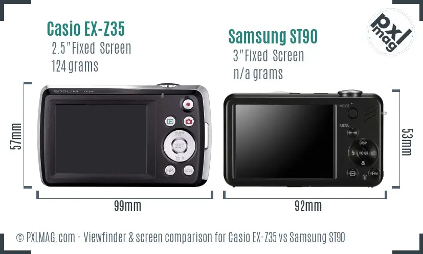 Casio EX-Z35 vs Samsung ST90 Screen and Viewfinder comparison Casio EX-Z35 vs Samsung ST90 Screen and Viewfinder comparison