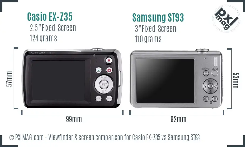 Casio EX-Z35 vs Samsung ST93 Screen and Viewfinder comparison