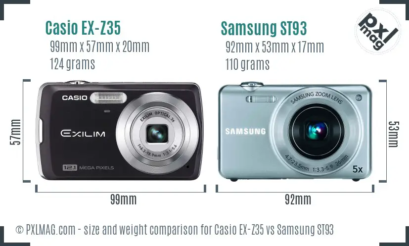 Casio EX-Z35 vs Samsung ST93 size comparison