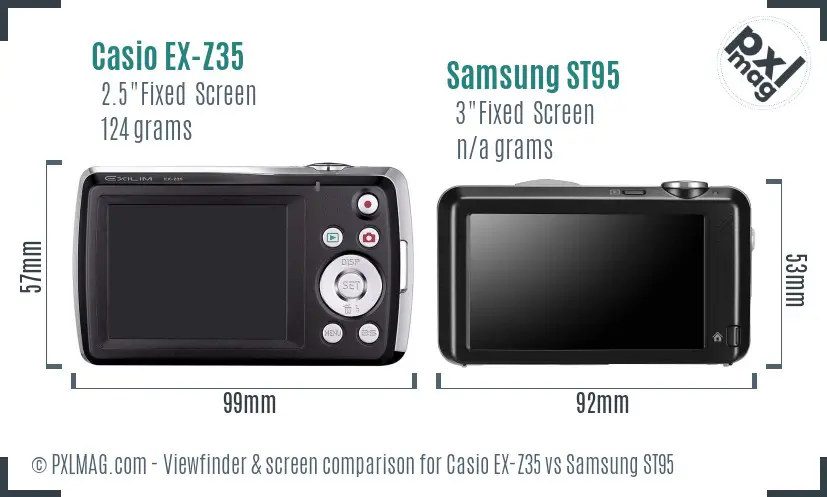 Casio EX-Z35 vs Samsung ST95 Screen and Viewfinder comparison
