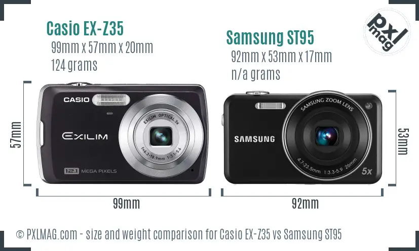 Casio EX-Z35 vs Samsung ST95 size comparison