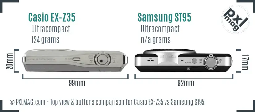 Casio EX-Z35 vs Samsung ST95 top view buttons comparison