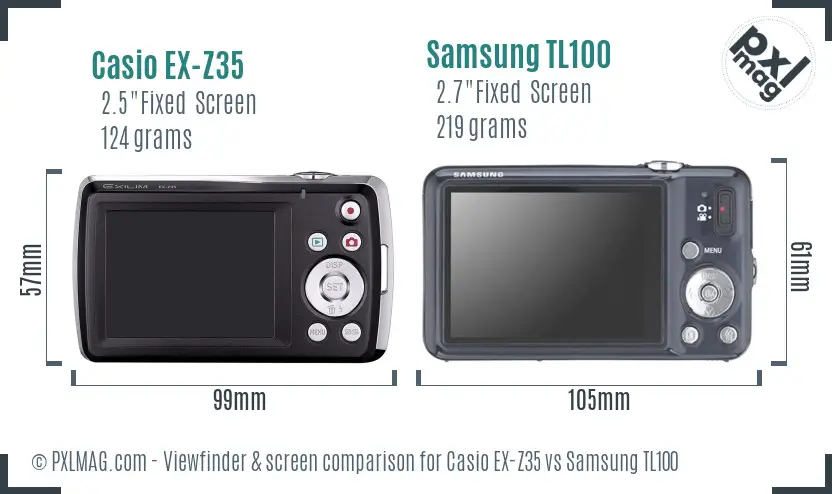 Casio EX-Z35 vs Samsung TL100 Screen and Viewfinder comparison