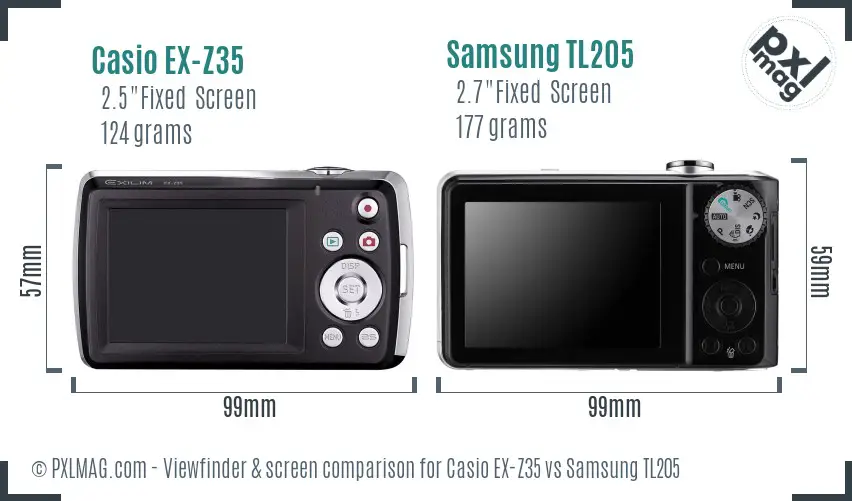 Casio EX-Z35 vs Samsung TL205 Screen and Viewfinder comparison