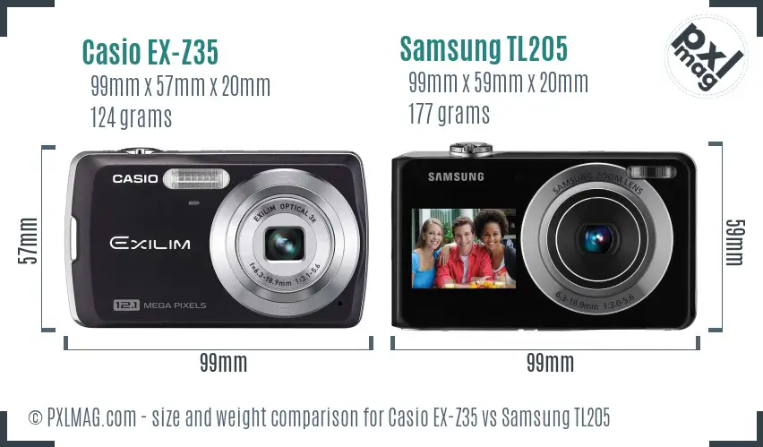 Casio EX-Z35 vs Samsung TL205 size comparison