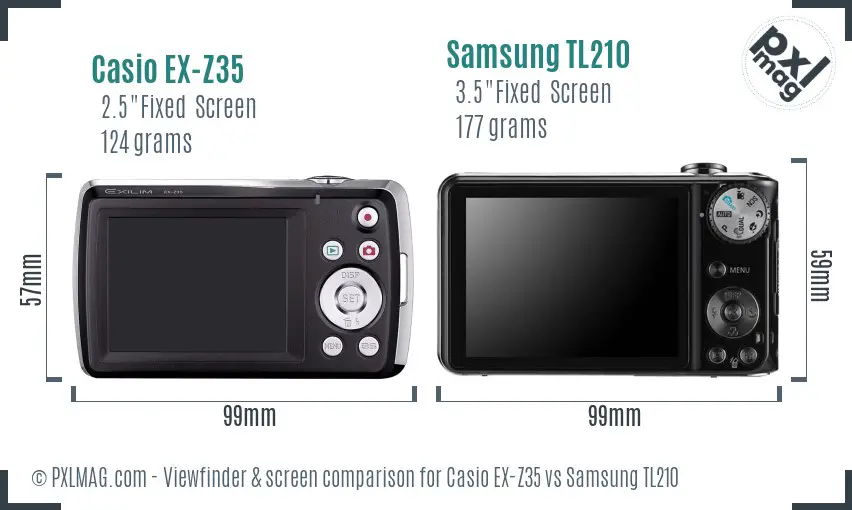 Casio EX-Z35 vs Samsung TL210 Screen and Viewfinder comparison