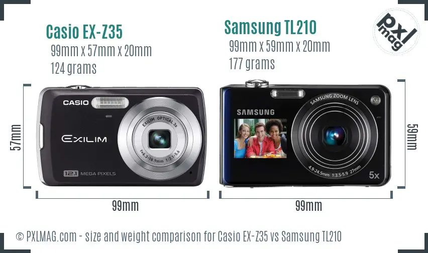 Casio EX-Z35 vs Samsung TL210 size comparison