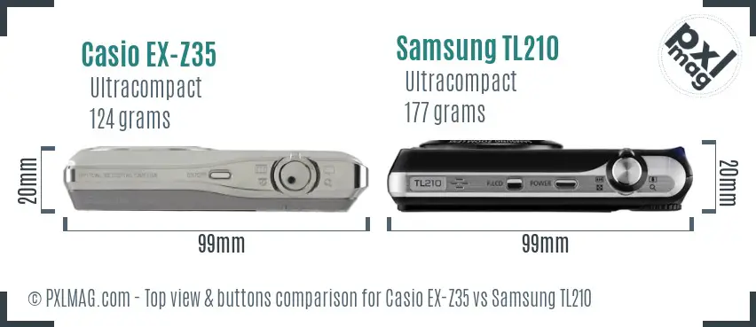 Casio EX-Z35 vs Samsung TL210 top view buttons comparison