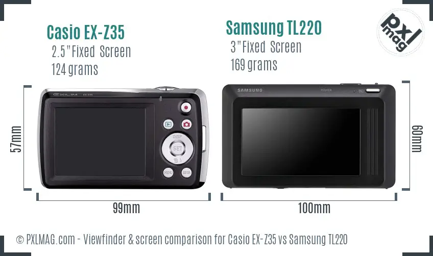 Casio EX-Z35 vs Samsung TL220 Screen and Viewfinder comparison