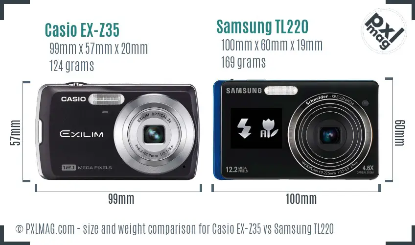 Casio EX-Z35 vs Samsung TL220 size comparison