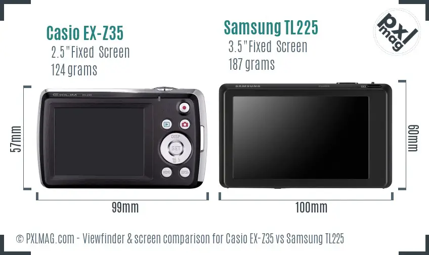 Casio EX-Z35 vs Samsung TL225 Screen and Viewfinder comparison