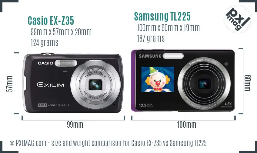 Casio EX-Z35 vs Samsung TL225 size comparison