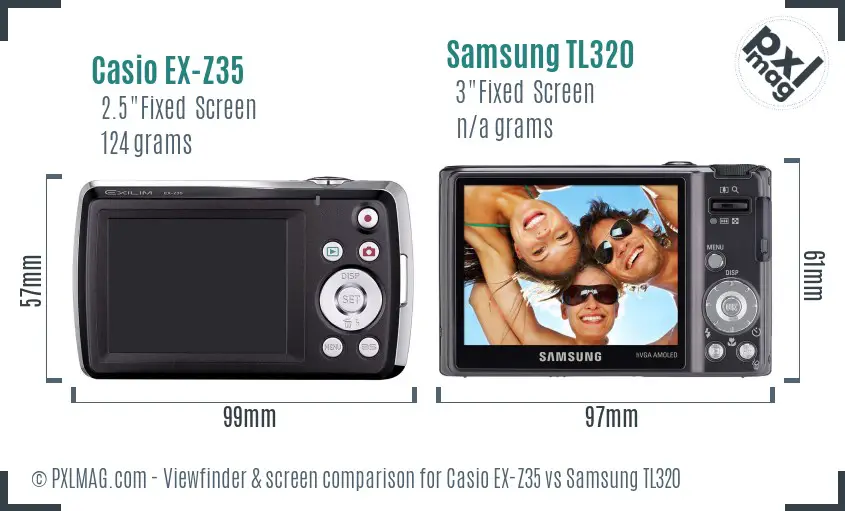 Casio EX-Z35 vs Samsung TL320 Screen and Viewfinder comparison Casio EX-Z35 vs Samsung TL320 Screen and Viewfinder comparison