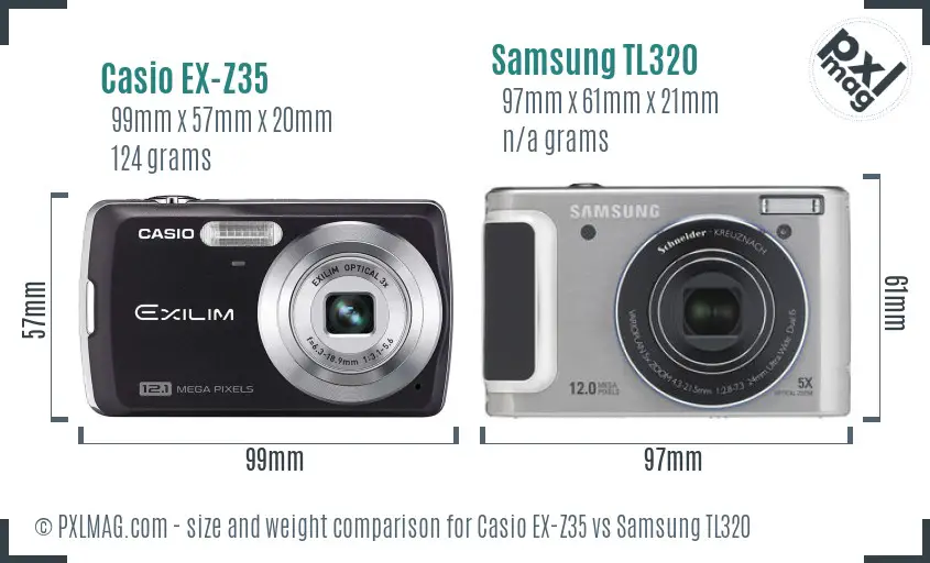 Casio EX-Z35 vs Samsung TL320 size comparison Casio EX-Z35 vs Samsung TL320 size comparison