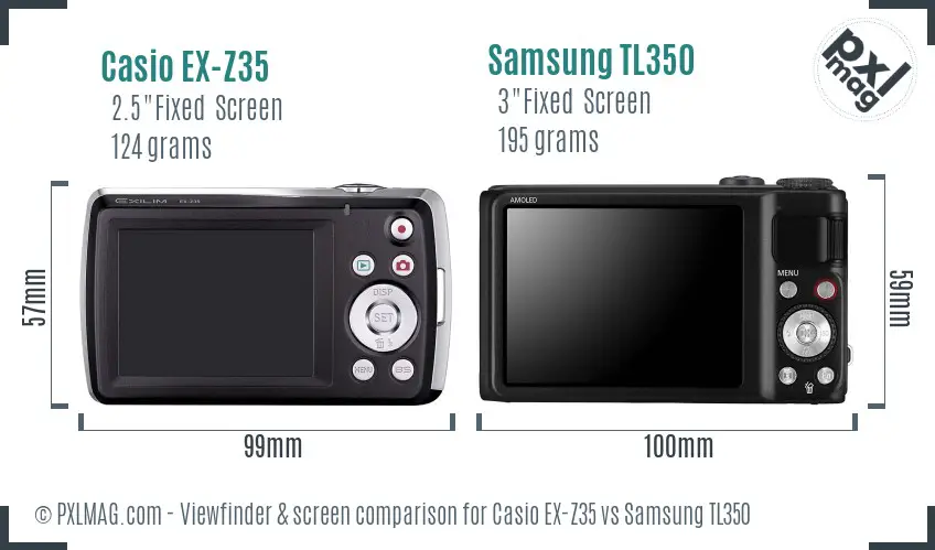 Casio EX-Z35 vs Samsung TL350 Screen and Viewfinder comparison