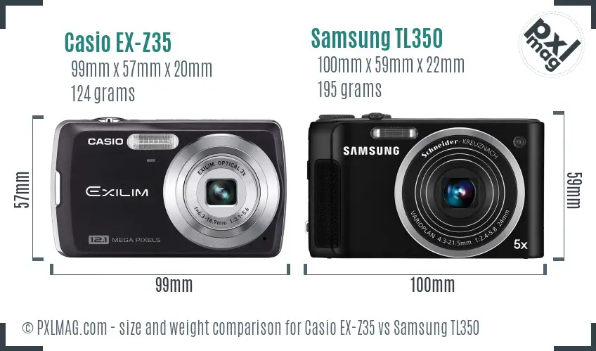 Casio EX-Z35 vs Samsung TL350 size comparison