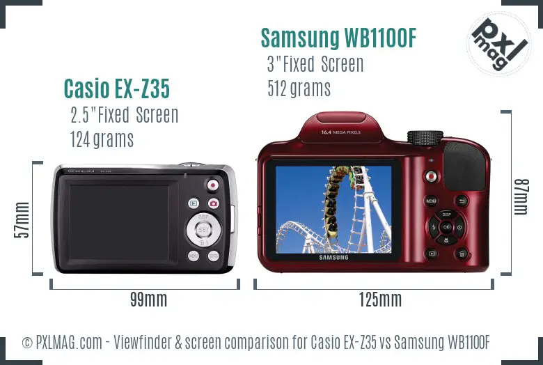 Casio EX-Z35 vs Samsung WB1100F Screen and Viewfinder comparison