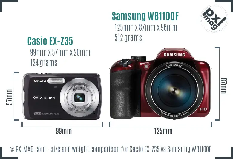 Casio EX-Z35 vs Samsung WB1100F size comparison