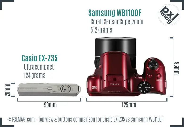 Casio EX-Z35 vs Samsung WB1100F top view buttons comparison