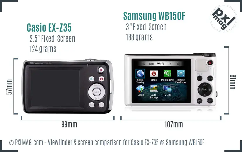 Casio EX-Z35 vs Samsung WB150F Screen and Viewfinder comparison Casio EX-Z35 vs Samsung WB150F Screen and Viewfinder comparison