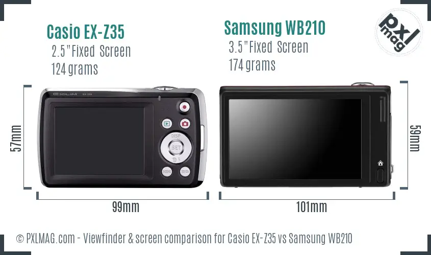 Casio EX-Z35 vs Samsung WB210 Screen and Viewfinder comparison Casio EX-Z35 vs Samsung WB210 Screen and Viewfinder comparison