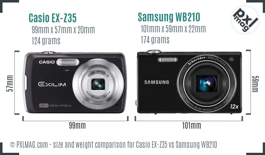 Casio EX-Z35 vs Samsung WB210 size comparison Casio EX-Z35 vs Samsung WB210 size comparison